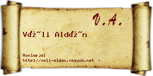 Váli Aldán névjegykártya